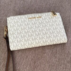 Michael Kors White Monogram Wristlet